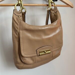 Coach Kristin Leather Hobo Handbag Beige/Tan